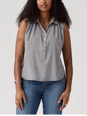 NWT Levi’s Black & White Gingham Button-Front Top, XS